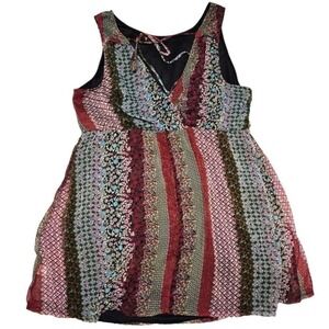 Extra Touch Floral Print Dress V-Neck Sleeveless Casual Summer Dress 3X